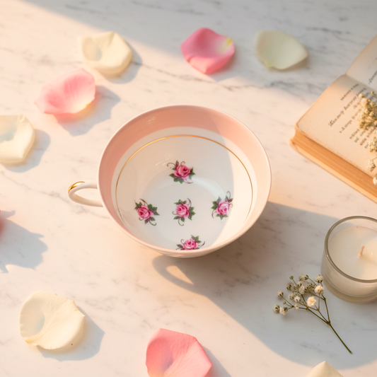 Taza decorativa Limoges rosada