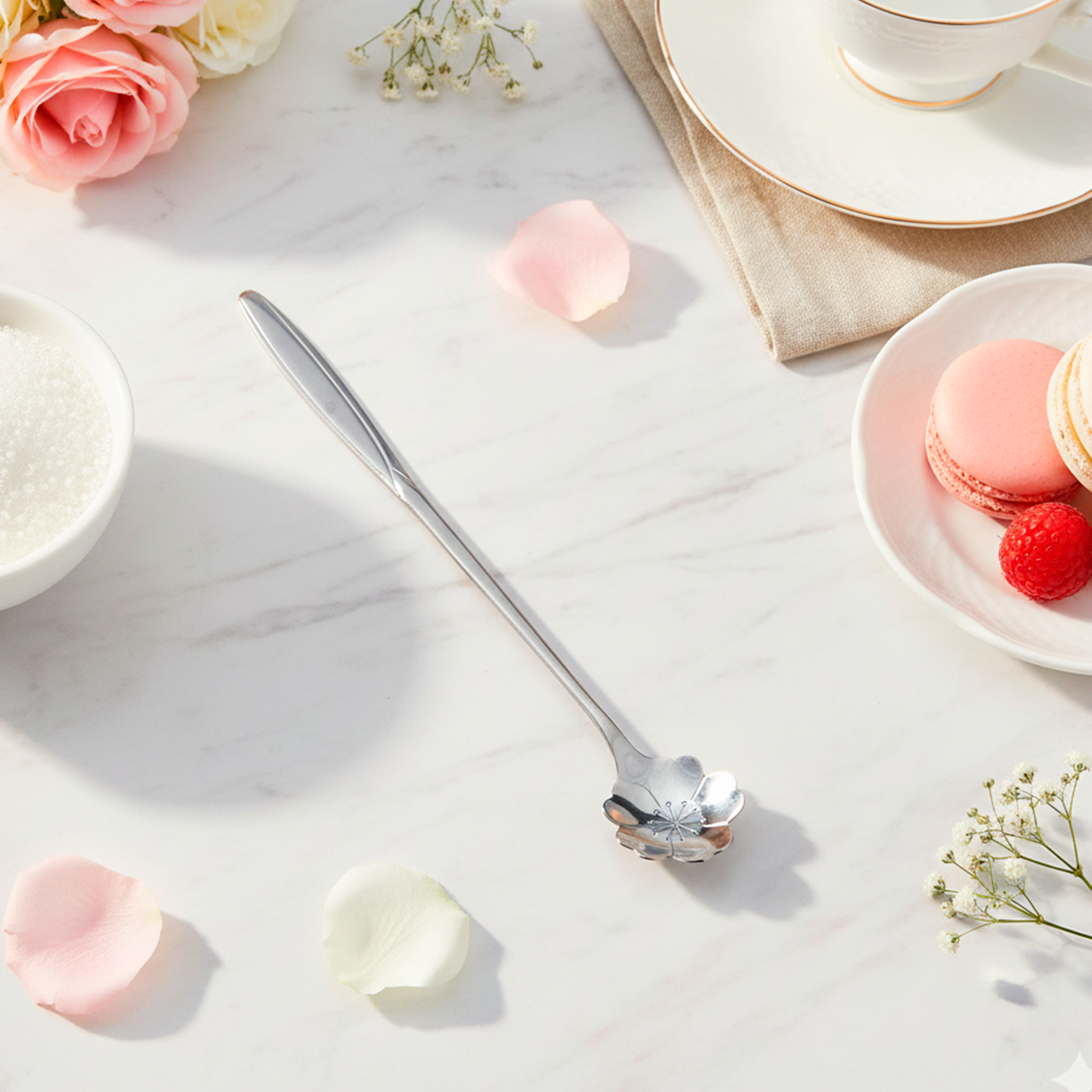 Cucharilla de azucar Flor Plateada