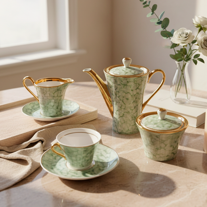 Juego de té verde mármol